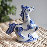 White and Blue Porcelain Small Horse Figurine ZGT-06031