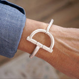 Equestrian Loop Horsebit Hook Bracelet Silver Tone SSJ-13682