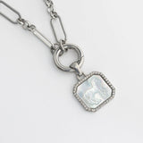 Stainless Steel White Mother of Pearl Horse With CZ Stone Pendant SSJ-13668