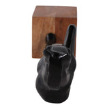 Black/Brown Metal Galloping Horse on Base, 12 in.