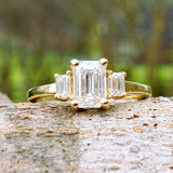 14K Yellow Gold 1.21CTW Natural Emerald Cut Diamond Ring DSR-23759
