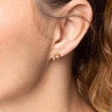 18K Gold PVD Stainless Steel Horse Shoe Stone Earring Gold Tone SSJ-13656