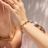 Gold Finish Stainless Steel Equestrian Link Bracelet SSJ-13652