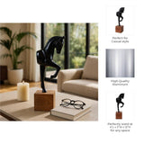 Black/Brown Metal Galloping Horse on Base, 12 in.