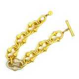 Halo Sterling Silver 18K Gold Dipped CZ Victorian Bracelet SSJ-13772