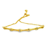 Halo Sterling Silver 18K Gold Dipped CZ Bamboo Bracelet SSJ-13773