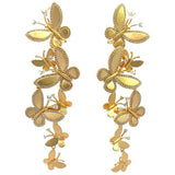 Halo Sterling Silver 18K Gold Dipped CZ Butterfly Drop Earrings SSJ-13777