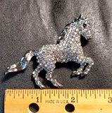 Silver Tone Rhinestone Rearing Horse Pin ZGF-04945