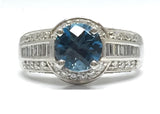 14 Karat White Gold London Blue Topaz  &  Diamond Ring DCR-24461