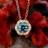 10K Yellow Gold Diamond & Montana Sapphire Pendant DPD-27076