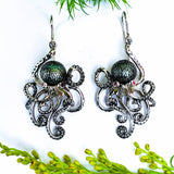 Galatea Sterling Silver Tahitian Pearl Octopus Dangle Earrings SSJ-12798