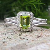 14k White Gold Peridot and Diamond Ring   DCR-24606