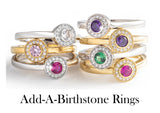 Add-A-Birthstone Sterling Silver Simulated Gemstone & Diamond Rings