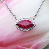 14k White Gold Marquise Ruby and Diamond Pendant - DPD-26552