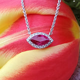14k White Gold Marquise Ruby and Diamond Pendant - DPD-26552