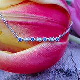 14k White Gold Sapphire and Diamond Bar Pendant - DPD-26437