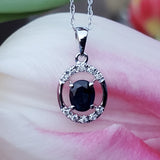 14k White Gold Sapphire and Diamond Pendant - DPD-26642