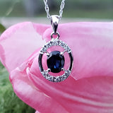 14k White Gold Sapphire and Diamond Pendant - DPD-26642