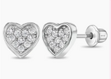 Sterling Silver CZ Heart Cluster Stud Earring SSJ-13254