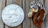 Sterling Silver Baltic Amber Horse Head Pendant SSJ-13094