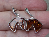 Sterling Silver Baltic Amber Horse Head Earrings SSJ-13095