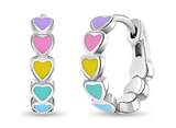 Sterling Silver Rainbow Heart Huggie Hoop Earrings SSJ-13244