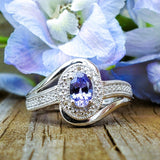 Sterling Silver Tanzanite & Diamond Oval Gemstone Ring SDM-11215