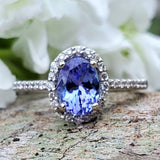 14k White Gold Tanzanite and Diamond Ring DEJ-24262