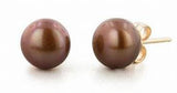 14k Yellow Gold 9-10mm Freshwater Chocolate Pearl Stud Earrings GER-23579