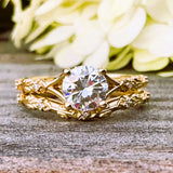 14K Yellow Gold Moissanite & Diamond Wedding Set DSR-23796