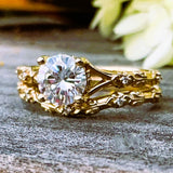 14K Yellow Gold Moissanite & Diamond Wedding Set DSR-23796