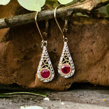 14k Yellow Gold Ruby & Diamond Dangle Earrings  DER-26063