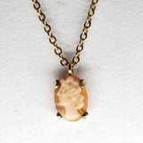 Yellow Gold Filled Krementz Pink Cameo Necklace ZGF-05163
