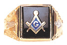 Sterling Silver Solid Back Blue Masonic Gents Ring SSJ-13083