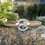 Yellow Tone Sterling Silver Cubic Zirconia Walking Horse Cuff Bracelet BEL-10447