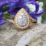 14KY .50 CTW Diamond Pear Halo Cluster Ring DFR-26039