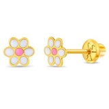 14k Yellow Gold Daisy Children's Earrings  GER-23564