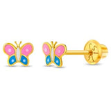 14k Yellow Gold Butterfly Children's Earrings  GER-23562