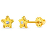 14k Yellow Gold Star Children's Earrings  GER-23559