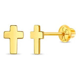 14k Yellow Gold Cross Children's Earrings  GER-23560