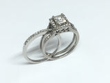 14k White Gold Princess Cut Natural & Lab Grown Diamond Ring & Band  -  DSR-23296