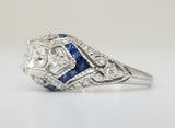 14k White Gold .90 CTW Diamond and Sapphire Engagement Ring DSR-23312