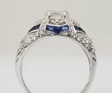 14k White Gold .90 CTW Diamond and Sapphire Engagement Ring DSR-23312