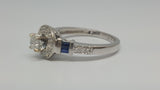 14k White Gold .61 CTW Diamond & Sapphire Engagement Ring - DSR-23553