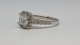 14k White Gold 1.35 CTW Princess Cut Halo Diamond Engagement Ring - DSR-23555