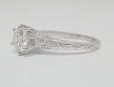 14k White Gold 1.11 CTW Vintage Diamond Filigree Engagement Ring DSR-23618