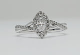 10k White Gold .60 CTW Marquise Halo Diamond Engagement Ring DSR-23629