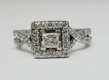 14k White Gold .40 Carat Princess Cut Diamond Engagement Ring - DSR-23631