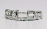 14k White Gold .38 CTW Baguette and Round Diamond Wedding Band DWB-23996