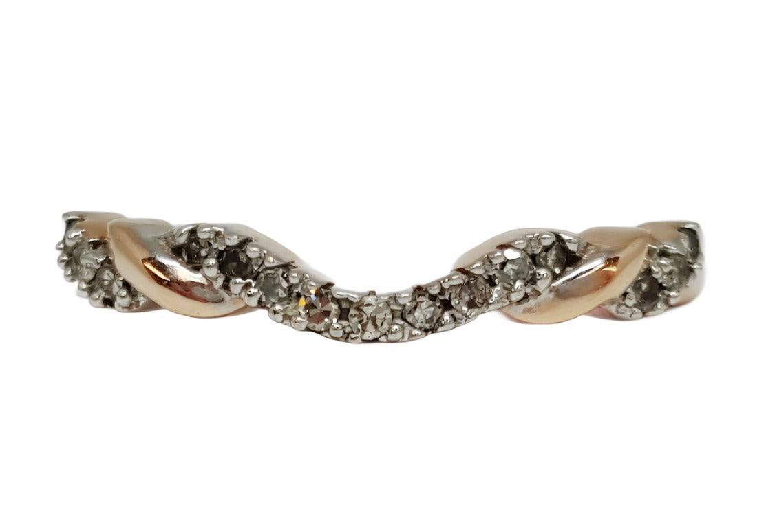 14k Rose Gold Diamond Ribbon Curve Wedding Band DWB-24158